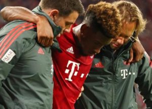 Bayern Munich forward Kingsley Coman is set for a spell on the sidelines after picking up an ankle injury.