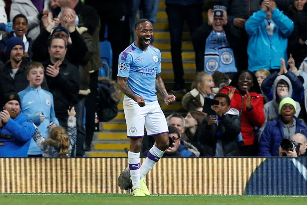 Raheem Sterling scored a hat-trick as ten-man Manchester City continued their winning start in Champions League Group C with a 5-1 thrashing of Atalanta.