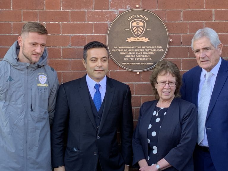 Hunter, far right, at a ceremony to mark the centenary of Leeds' founding alongside