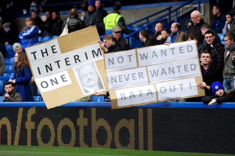 Chelsea fans were not welcoming of Benitez as their manager