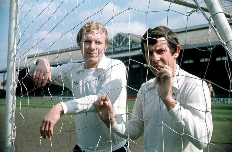 Alan Mullery with Bobby Moore at Fulham's Craven Cottage ground in 1975 