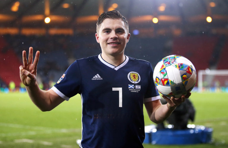 James Forrest hit a hat-trick when Scotland beat Israel in 2018