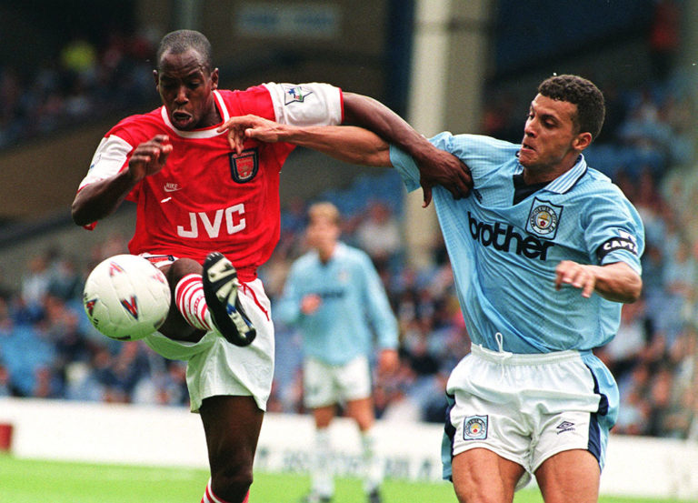 Curle (right) reached the top in his playing career with Manchester City