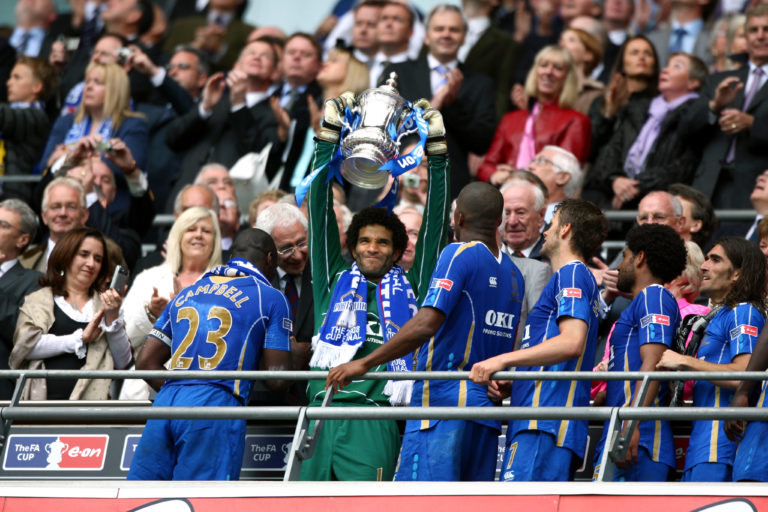 James, centre, won the FA Cup with Portsmouth in 2008