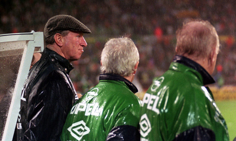 Jack Charlton, left, during his time in charge of the Republic of Ireland