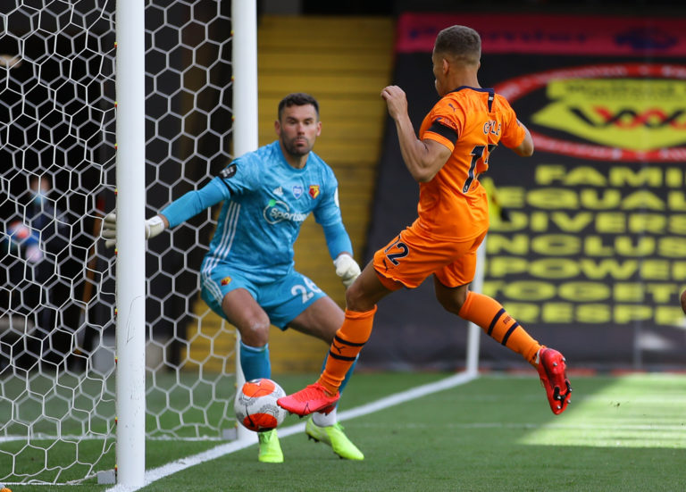 Newcastle's Dwight Gayle scores the opening goal