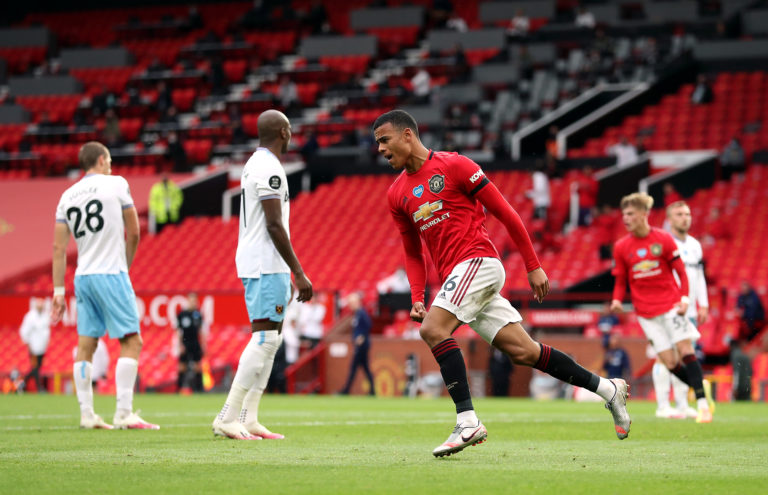 Mason Greenwood celebrates scoring Manchester United's equaliser on Wednesday