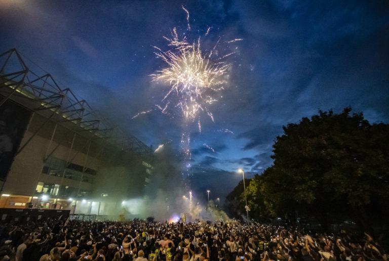 Leeds fans celebrated their return to the Premier League after 16 years away