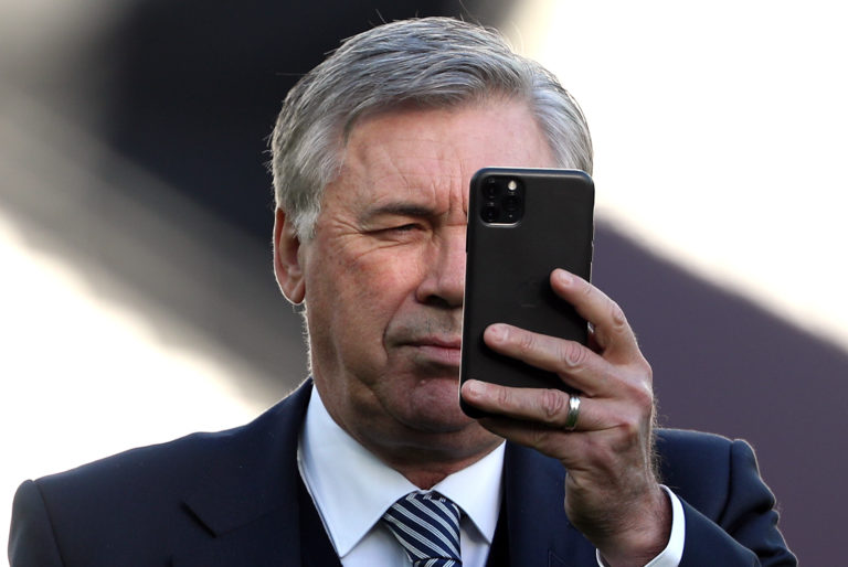 Everton manager Carlo Ancelotti takes a picture of the London Stadium on his mobile phone ahead of his side's game at West Ham. The Italian, formerly manager of Chelsea, returned to the Premier League in December following the sacking of Marco Silva
